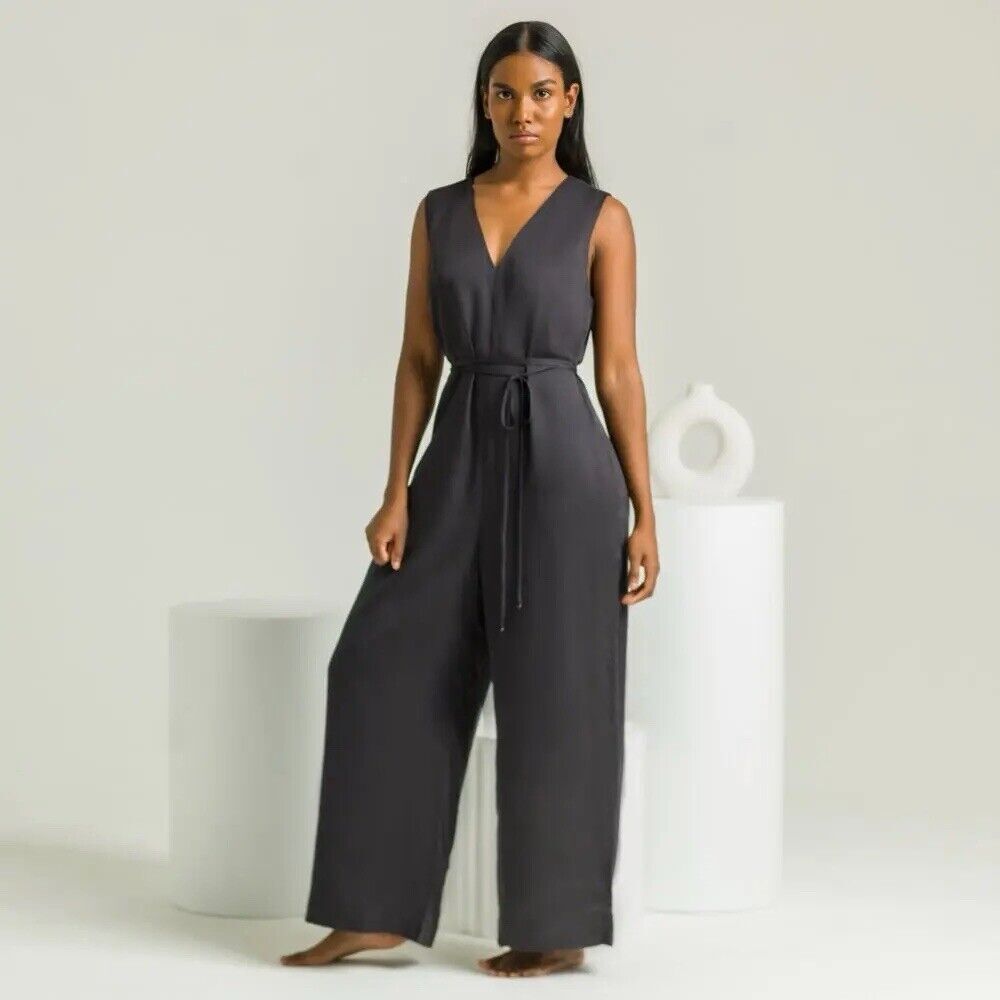 Ettitude Sateen Jumpsuit‎ Luxurious Black Onyx Size M New